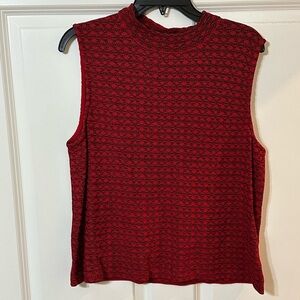St. John Red & Black Mock Neck Shell